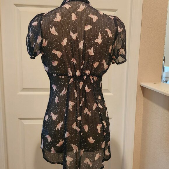 KIRRA SHEER BLACK AND PINK TOP - Picture 3 of 4